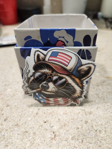 American Badass Raccoon Sticker - Sticker - Charm and Char